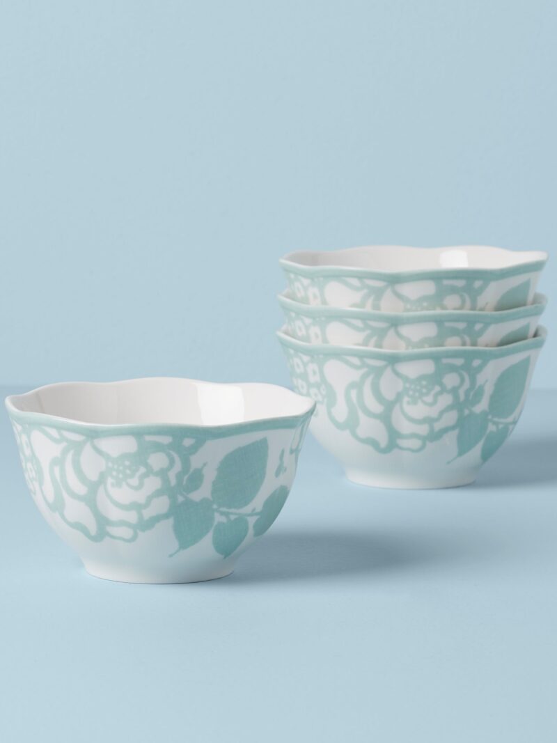 Butterfly Meadow Cottage Sage Rice Bowls - Set of 4